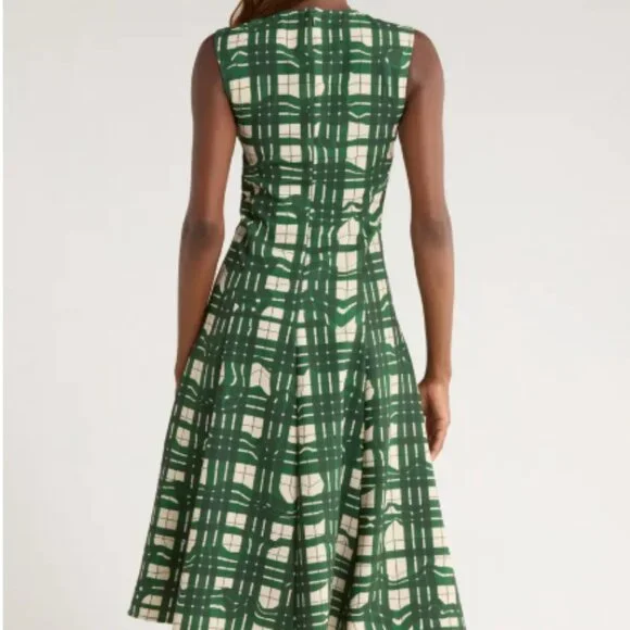 Stine Goya Gathered Midi dress - Green Windowpane - Picture 2 of 2
